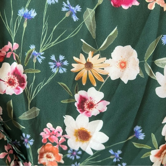 Parker Sloane Ruffle Floral Print Silk Blend Mini Dress Cacti Daisy 13741 - Picture 10 of 13